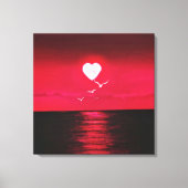 Zee Zonsondergang Canvas Print met Hart Zon Liefde (Voorkant)