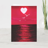 Zee Zonsondergang Hart Tekst Liefde Verjaardag Kaa Kaart (Achterkant)