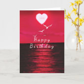 Zee Zonsondergang Hart Tekst Liefde Verjaardag Kaa Kaart (Gele Bloem)