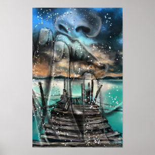 Zee Zonsondergang Vrouwen Dromen Poster Print Schi