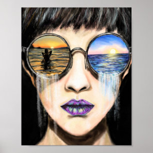 Zee Zonsopgang en Zonsondergang Emotie Poster - Sc