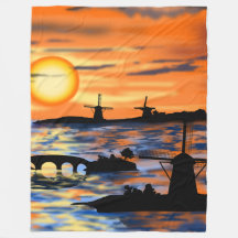 Zee Zonsopgang Fleece Deken Nederland Landschap