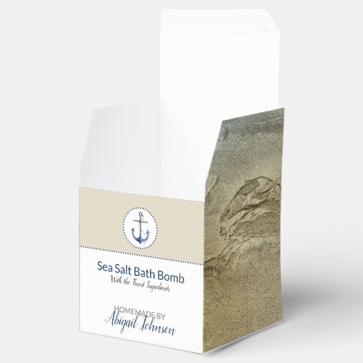 Zee Zout Badbom Navy Anker Waterverf Beach Bedankdoosjes (Geopend)