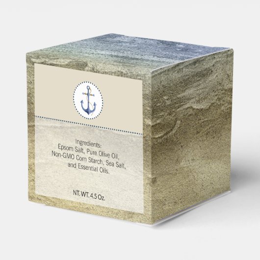 Zee Zout Badbom Navy Anker Waterverf Beach Bedankdoosjes (Achterkant)