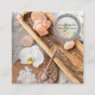 Zee zout orchideeën spa bloemenmassage aromatherap vierkante visitekaartje