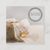 Zee zout orchideeën spa bloemenmassage aromatherap vierkante visitekaartje (Voorkant)