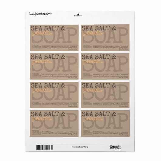 Zee Zout Peach Soep Chic Handmade Rustige Stickers (Full Sheet)