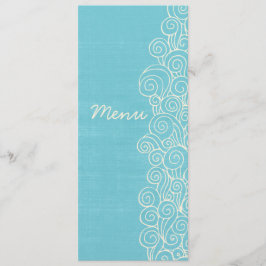 Zee zwaait het menu van het avondeten blauw en crè