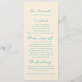 Zee zwaait het menu van het avondeten blauw en crè (Achterkant)