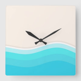 Zee zwaait op het strand. vierkante klok