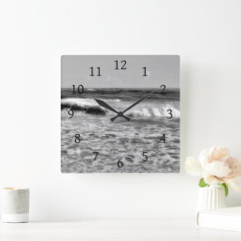 Zee Zwarte en Witte Oceaan Foto 177 Vierkante Klok