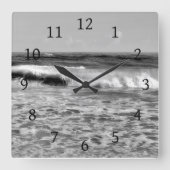 Zee Zwarte en Witte Oceaan Foto 177 Vierkante Klok (Voorkant)