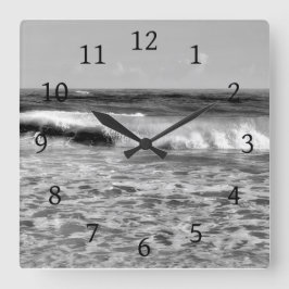 Zee Zwarte en Witte Oceaan Foto 177 Vierkante Klok
