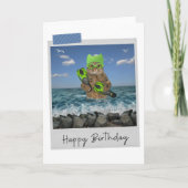 Zee zwemmer Cat Funny Birthday Card Kaart (Voorkant)