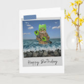 Zee zwemmer Cat Funny Birthday Card Kaart (Gele Bloem)