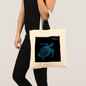 Zee-zwemschildpad, blauw tote bag (Voorkant (product))