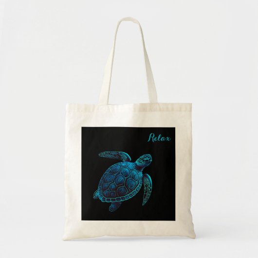 Zee-zwemschildpad, blauw tote bag (Voorkant)