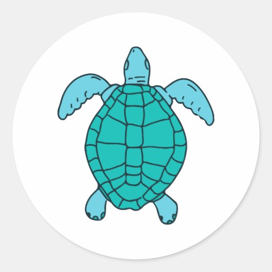 Zee-zwemtekening Ronde Sticker (Voorkant)