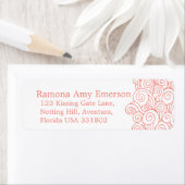 Zee zwirl coral slim trouwterugzendlabel etiket (Insitu)