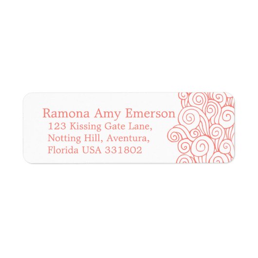 Zee zwirl coral slim trouwterugzendlabel etiket (Voorkant)