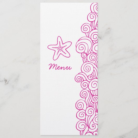 Zee zwril roze bruine bruine bruiloft menu (Voorkant)