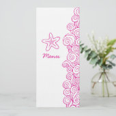 Zee zwril roze bruine bruine bruiloft menu (Staand voorkant)