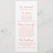 Zee zwril zeesterkoraal wit trouwdiner menu (Achterkant)