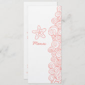 Zee zwril zeesterkoraal wit trouwdiner menu (Voorkant / Achterkant)