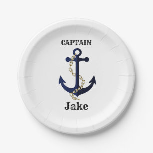 Zeeanker, ketting, gepersonaliseerd papieren bordje