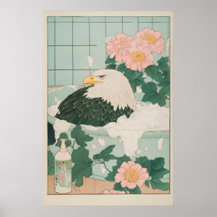 Zeearend in badkuip Prent Ukiyo-e Japans Poster