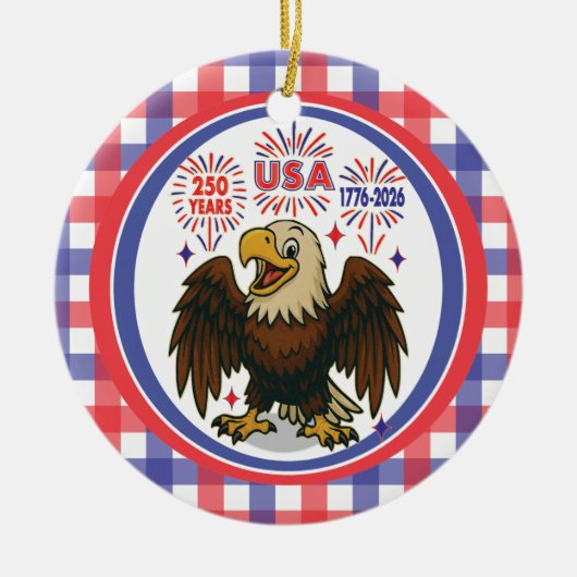 Zeearend met vuurwerk– VS 250 jaar 1776-2026 Keramisch Ornament (Voorkant)