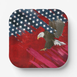 Zeearend op Amerikaanse Vlag Abstract Papieren Bordje