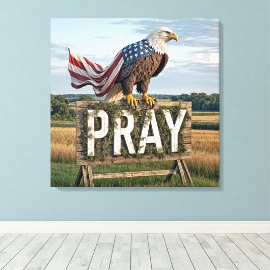 Zeearend op roestieke 'Bid'-bord Canvas Afdruk (Insitu (Houten vloer))