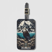 zeearend stijgt omhoog over bergen bagagelabel (Voorkant (verticaal))