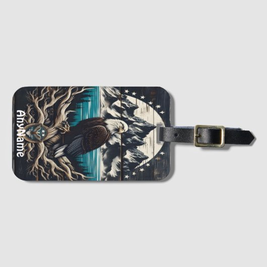 zeearend stijgt omhoog over bergen bagagelabel (Voorkant (horizontaal))