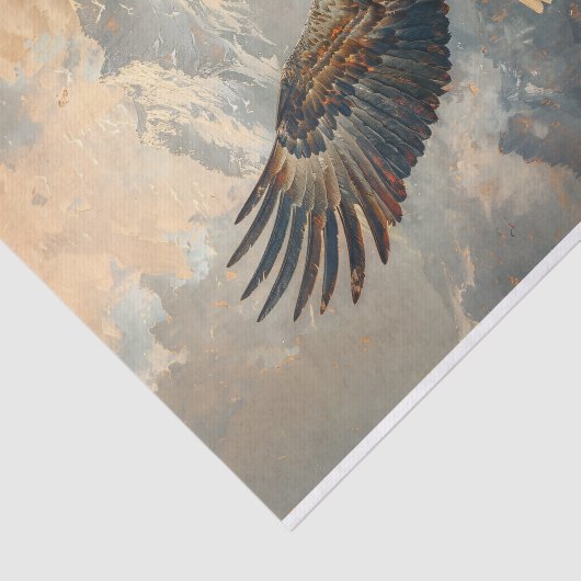 zeearend vliegt boven bergen decoupage tissuepapier (Detail)