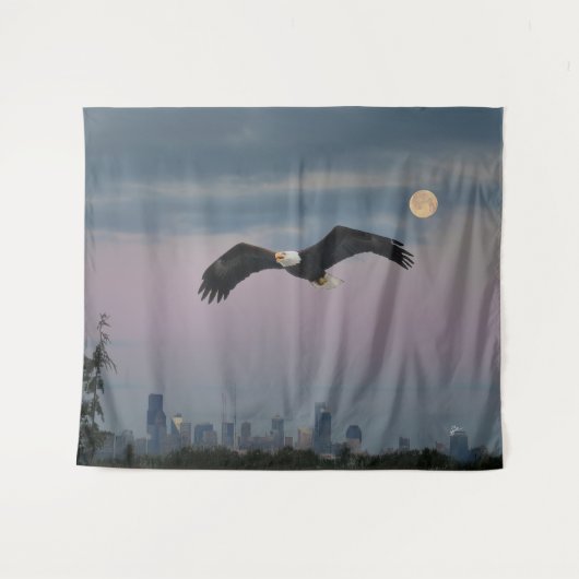 Zeearend voor Seattle en Maan Wandkleed (Voorkant (horizontaal))