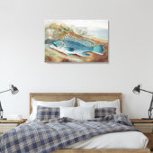 Zeebaars door S.A. Kilbourne, Oude vis Canvas Afdruk (Insitu (Slaapkamer))