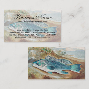 Zeebaars door S.A. Kilbourne, Vintage Fish Visitekaartje