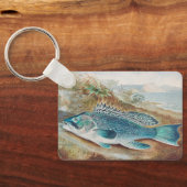 Zeebaars door S.A. Kilbourne, Vintage Vis Sleutelhanger (Achterkant)