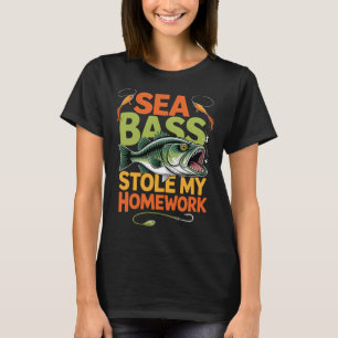 Zeebaars Stalen Mijn Huiswerk Visser Baars Vissen T-shirt