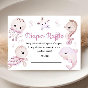 Zeebaby Shower Meisje Roze Luier Raffle Informatiekaartje