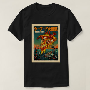 Zeebanket Kaiju Pizza Monster Oceaan Stad Vintage T-shirt