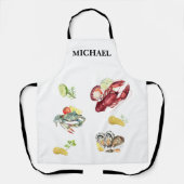 Zeebanket Schaaldier Oester Krab Chef Monogram Schort (Voorkant)