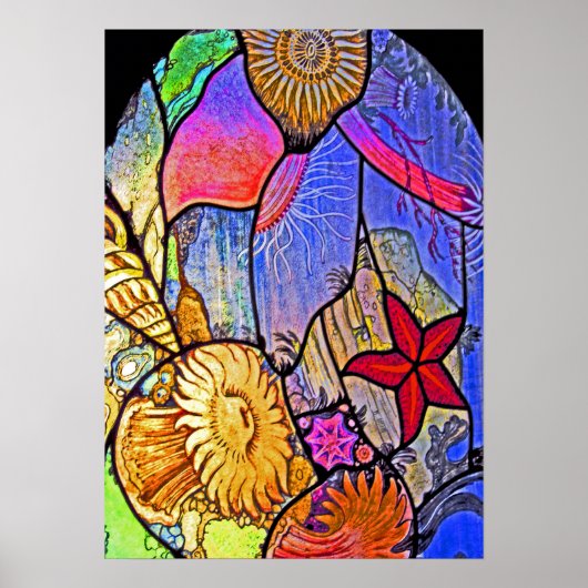 Zeebed/oceaanvloer op Glas in lood Poster (Voorkant)