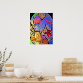 Zeebed/oceaanvloer op Glas in lood Poster (Keuken)