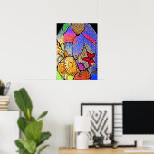 Zeebed/oceaanvloer op Glas in lood Poster (Thuiskantoor)
