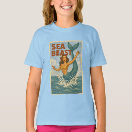 Zeebeest Retro Meermin | Grappig Kust- en Strandle T-shirt