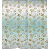 Zeebekkens van de goudmakreel Aqua Blue Ombre Douchegordijn (Voorkant)