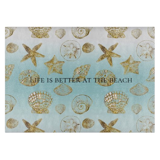 Zeebekkens van de goudmakreel Aqua Blue Ombre Snijplank (Voorkant)